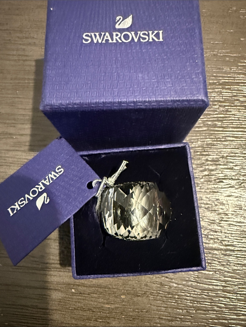 NWT!! SWAROVSKI SMOKY GRAY / BLK RING SZ   7
